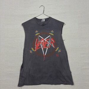 Vintage Slayer Reign in Blood Tour 86 87 Mens Graphic T Shirt Sleeveless Black L